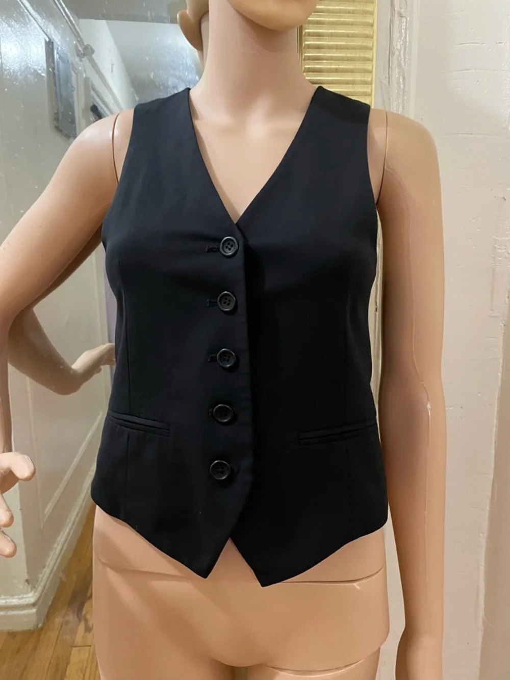Theory Black Sleeveless Button Vest - Picture 3 of 13